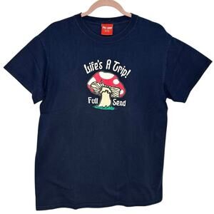 Nelk Boys Full Send Life’s A Trip Tee Shirt Navy Small YouTube Merch Mushrooms